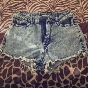 High Waisted Acid washed Shorts