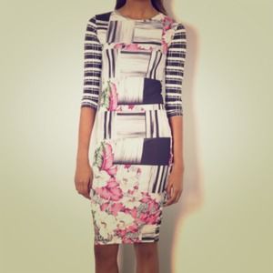 Reduced! Topshop Aloha Check Floral Body-Con Dress