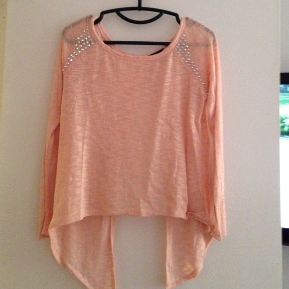 Peach open back sweater with rhinestones (3X$25)