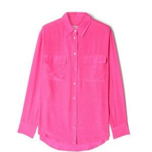 Equipment Signature Washed Silk Blouse in Magenta