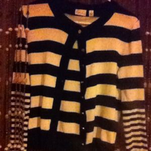 Black and white striped cardigan