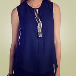 Vince Camuto Crew neck embellished sleeveless top