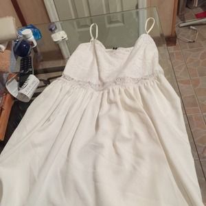 Cream spaghetti strap lace/cotton dress.