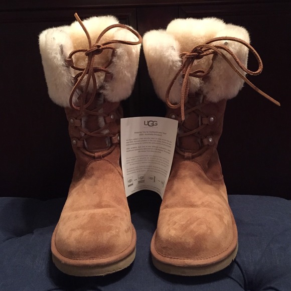 Authentic Camel Australian Uggs with Cream Cuffs