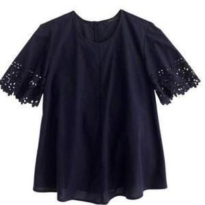 Final sale** J. Crew navy laser cut blouse