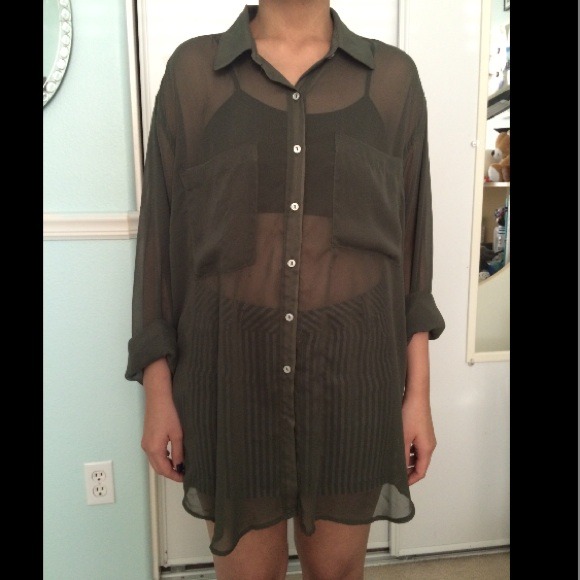 American Apparel Tops - Oversized  American Apparel chiffon button-up