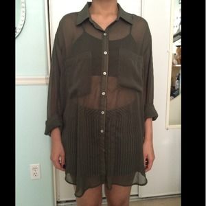Oversized  American Apparel chiffon button-up