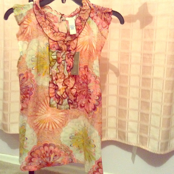 Anthropologie: Odille Pink Multi Floral Top