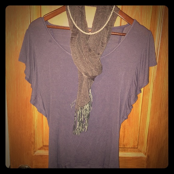 Light weight drape back blue shirt