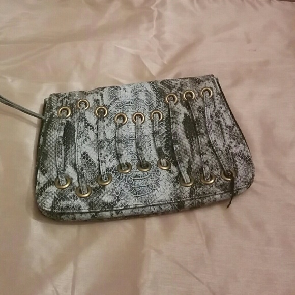 Black and Gray Snake Skin Clutch