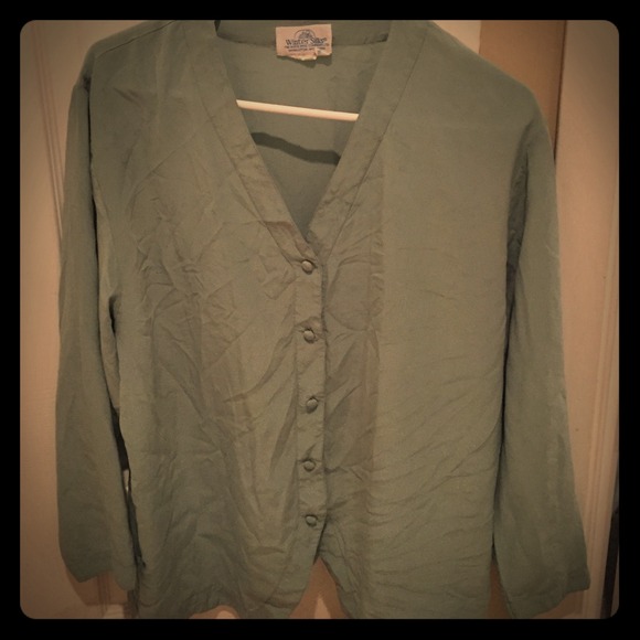 Green silk top