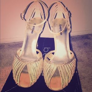 Bebe gold sequin heels size 9