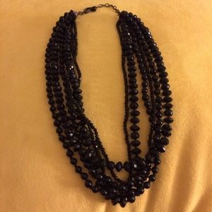 Black Multi-strand beaded necklace