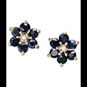Sapphire and Diamond Accent Flower Stud Earrings