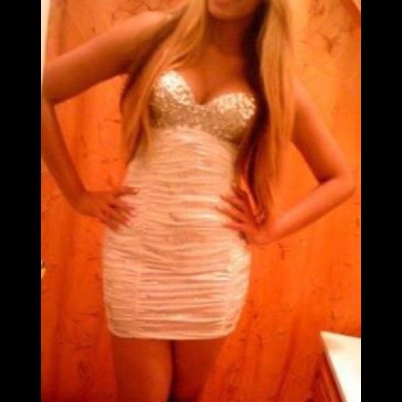 White and Silver Sequin Corset Mini Dress