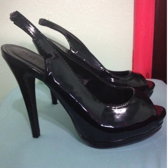 Forever 21 Shoes - Black Peep Toe Heels