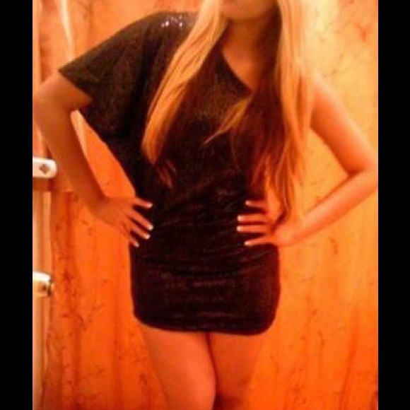 Black Sequin Windsor Off the Shoulder Minidress
