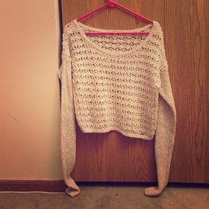 Holister tan, sparkly holiday sweater. Best offer!