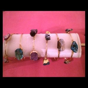 Athena: stone and gold bangle bracelet