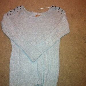 Cute grey rhinestone long sleeve