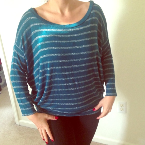 Maitai Green and Silver Stripes Sweater