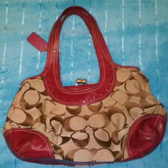 COACH Signature Leather Framed Satchel