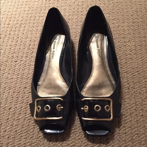 Entienne Aigner Patent leather buckled flats