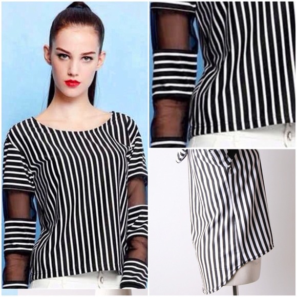 Tops - 🌻BLACK/WHITE COTTON STRIPED TEE