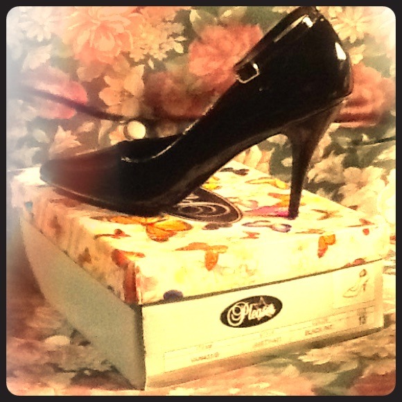 Final Markdown! Pleaser Black Patent Strap Heels