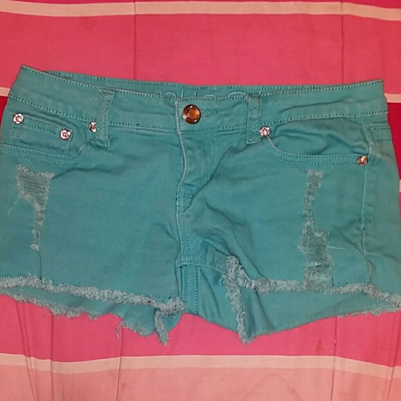 Aqua blue Rue 21 frinded shorts