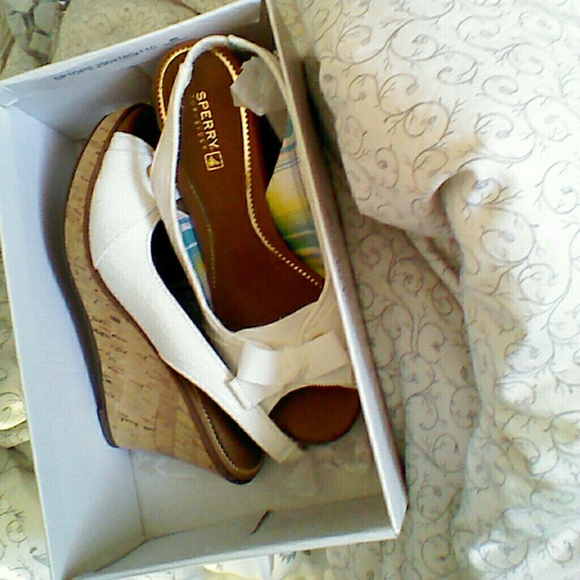 Sperry Shoes - White sequin sperry heels