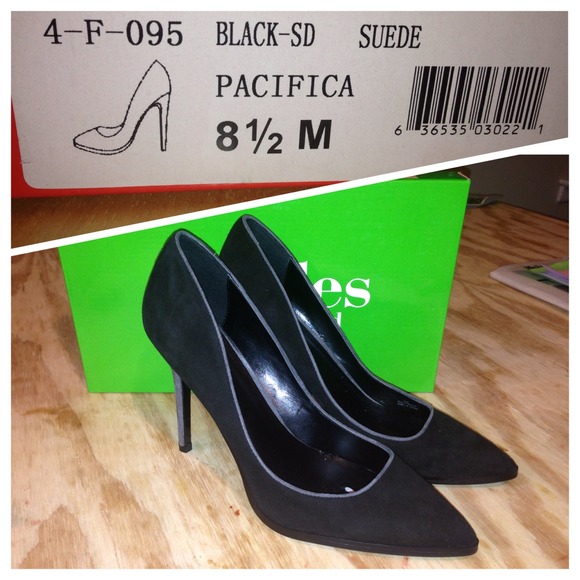REDUCED! Black/Grey Stiletto Suede Pumps