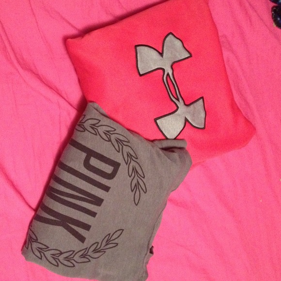 Pink vs sweatshirt and under armour sweatshirt