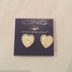 Sparkly iridescent heart earrings