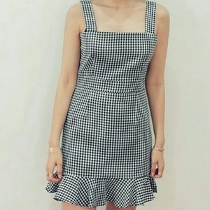 Checkered Tank Top Flare Dress