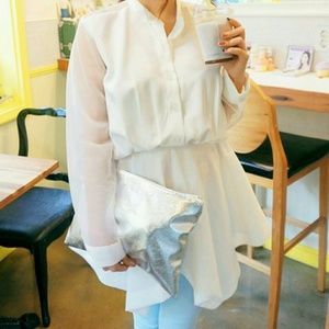 High-Low Button-Up Shirt Dress