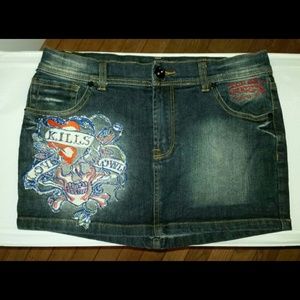 Ed Hardy Mini Jean Skirt