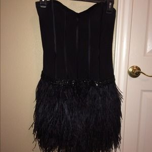 bebe feather dress party dress !