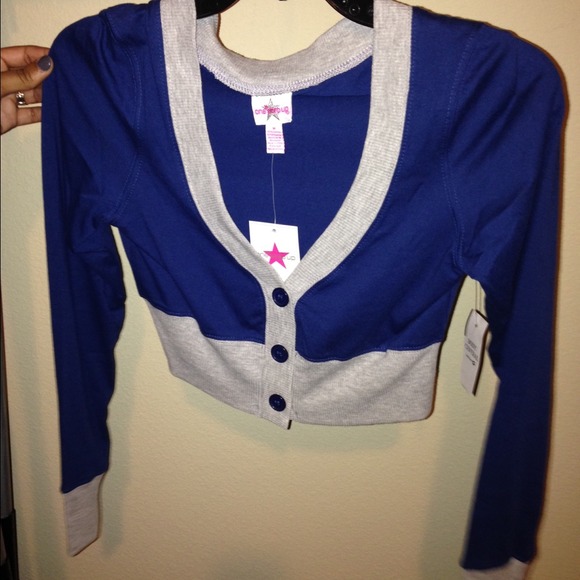 Half blue and Gray cardigan