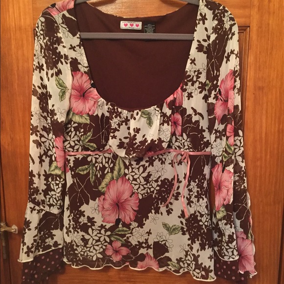 Pink and Brown floral shirt