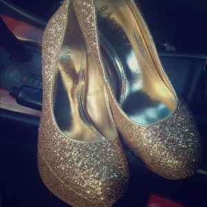 Gold high heels