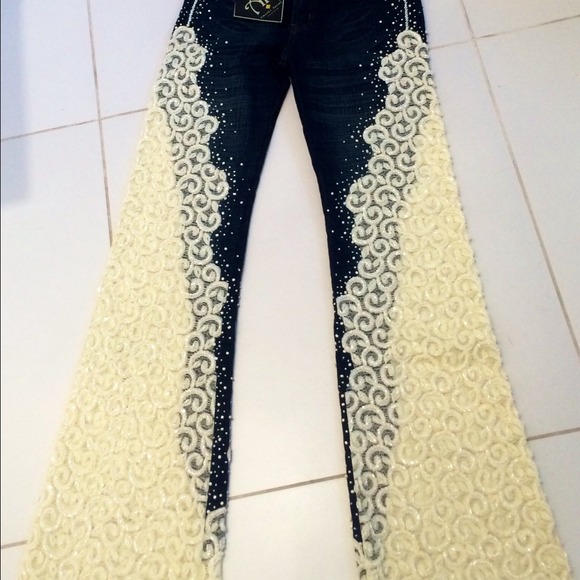 Lace and denim Amanda Adams original jeans! - Picture 1 of 2