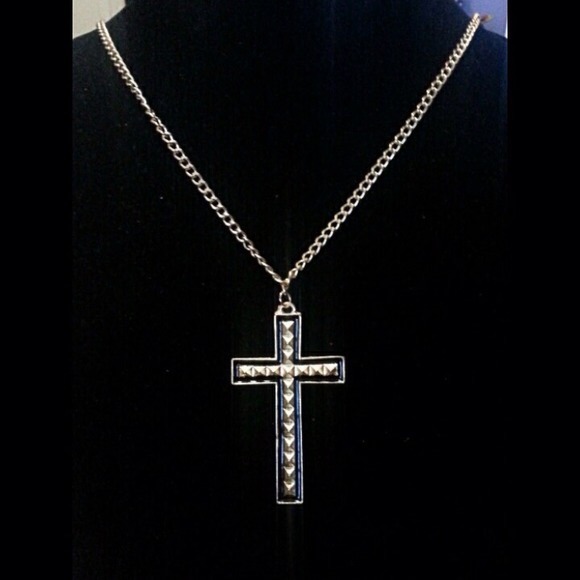 Black Studded Cross Necklace