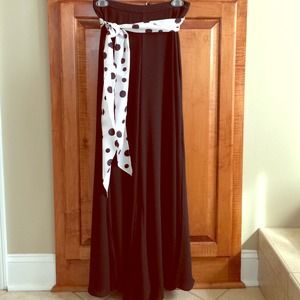 Black palazzo pants with polka dot sash