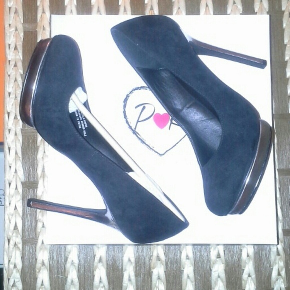 Blk Suede Platform Heels