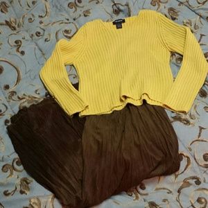 SOLD...Express sweater and Chico's krinkle skirt