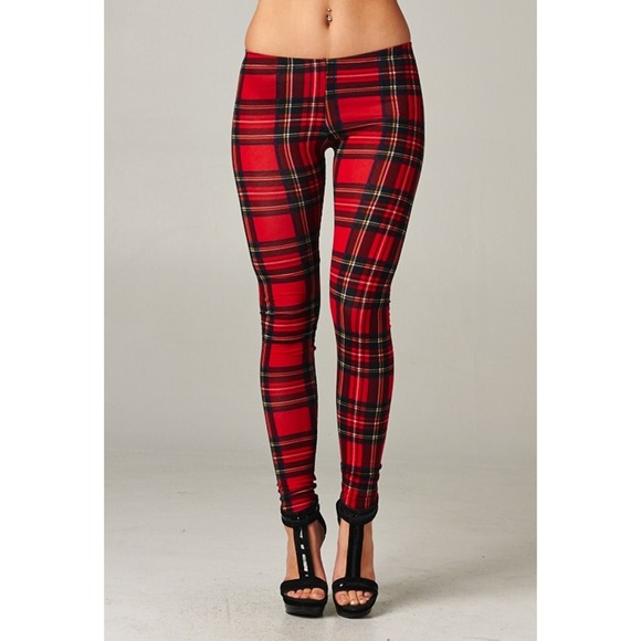 Bare Anthology Pants - "Red Herring" Plaid Print Leggings