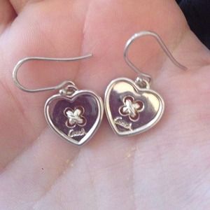 Heart shaped coach button earrings