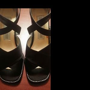 VALERIE STEVENS: BLK SATIN EVENING SHOES