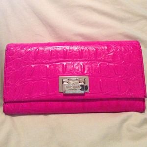 Pink ostrich Kate Spade wallet